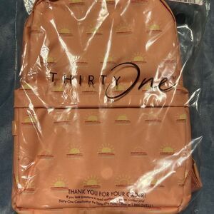Thirty-One Peach Backpack with Sun Pattern